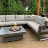 Element patio sectional with fire table.