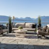 Hamptons patio set in Vancouver, overlooking the water