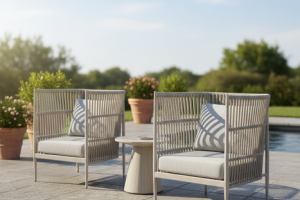 Lineas high back club chairs by Ratana